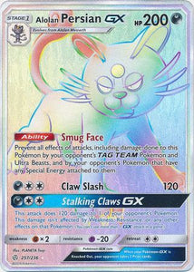 Alolan Persian GX 257/236 SM Cosmic Eclipse Holo Hyper Rainbow Rare Full Art Pokemon Card TCG - Kawaii Collector