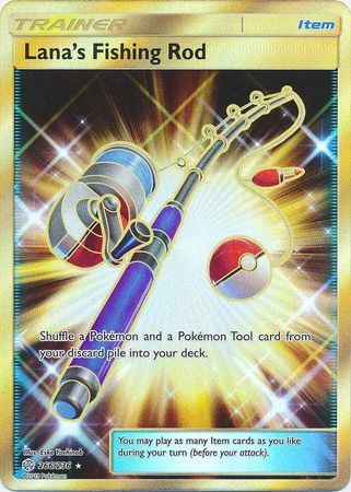 Lana's Fishing Rod 266/236 SM Cosmic Eclipse Holo Secret Rare Full Art Pokemon Card TCG - Kawaii Collector