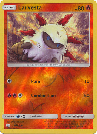 Larvesta 34/236 SM Cosmic Eclipse Reverse Holo Uncommon Pokemon Card TCG - Kawaii Collector