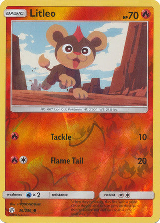 Litleo 36/236 SM Cosmic Eclipse Reverse Holo Common Pokemon Card TCG - Kawaii Collector