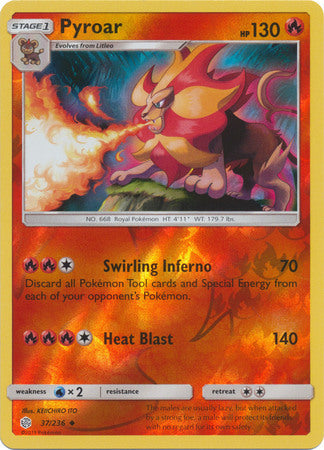 Pyroar 37/236 SM Cosmic Eclipse Reverse Holo Uncommon Pokemon Card TCG - Kawaii Collector