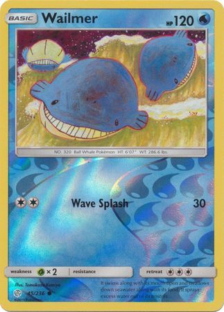 Wailmer 45/236 SM Cosmic Eclipse Reverse Holo Common Pokemon Card TCG - Kawaii Collector