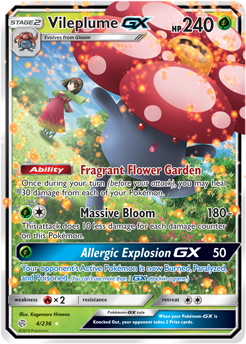 Vileplume GX 4/236 SM Cosmic Eclipse Holo Ultra Rare Pokemon Card TCG - Kawaii Collector