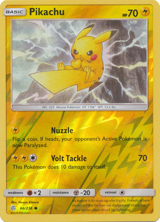 Pikachu 66/236 SM Cosmic Eclipse Reverse Holo Common Pokemon Card TCG - Kawaii Collector