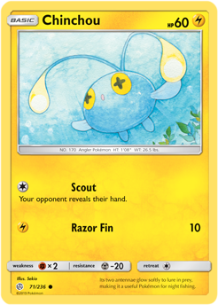 Chinchou 71/236 SM Cosmic Eclipse Common Pokemon Card TCG - Kawaii Collector