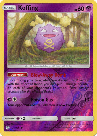 Koffing 76/236 SM Cosmic Eclipse Reverse Holo Common Pokemon Card TCG - Kawaii Collector