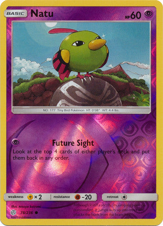 Natu 78/236 SM Cosmic Eclipse Reverse Holo Common Pokemon Card TCG Kawaii Collector Natu 78/236 SM Cosmic Eclipse Reverse Holo Common Pokemon Card TCG Kawaii Collector