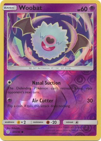Woobat 87/236 SM Cosmic Eclipse Reverse Holo Common Pokemon Card TCG - Kawaii Collector