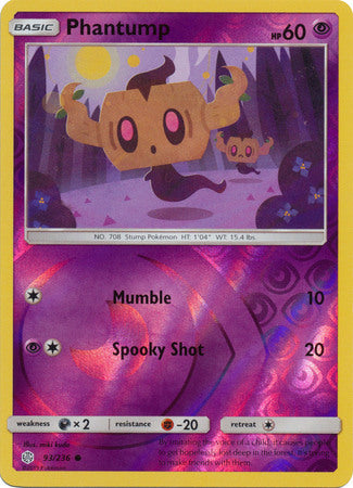 Phantump 93/236 SM Cosmic Eclipse Reverse Holo Common Pokemon Card TCG - Kawaii Collector