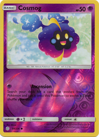 Cosmog 99/236 SM Cosmic Eclipse Reverse Holo Common Pokemon Card TCG - Kawaii Collector