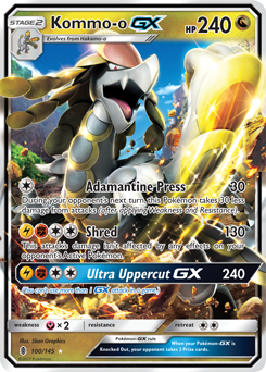 Kommo-o GX 100/145 SM Guardians Rising Ultra Rare Holo Pokemon Card TCG - Kawaii Collector