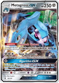 Metagross GX 85/145 SM Guardians Rising Full Art Ultra Rare Holo Pokemon Card TCG - Kawaii Collector