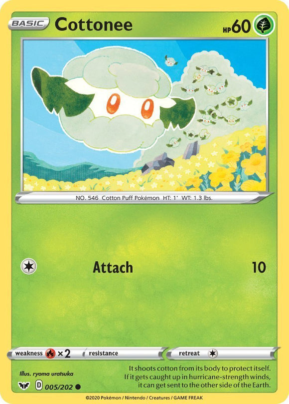 Cottonee 5/202 Sword and Shield Base Set Common Pokemon Card TCG - Kawaii Collector