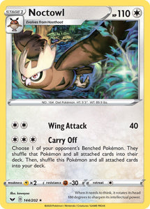 Noctowl 144/202 Sword and Shield Base Set Rare Pokemon Card TCG Kawaii Collector Australia