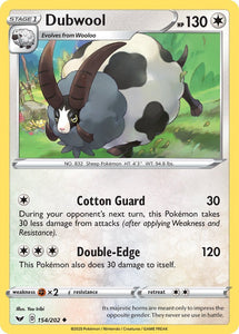 Dubwool 154/202 SWSH Base Set Uncommon Pokemon Card TCG Kawaii Collector Australia