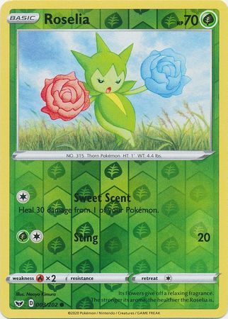 Roselia 3/202 Sword and Shield Base Set Reverse Holo Common Pokemon Card TCG - Kawaii Collector