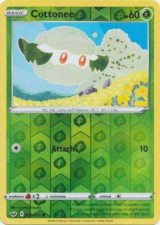 Cottonee 5/202 Sword and Shield Base Set Reverse Holo Common Pokemon Card TCG - Kawaii Collector