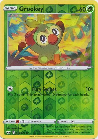 Grookey 10/202 Sword and Shield Base Set Reverse Holo Common Pokemon Card TCG - Kawaii Collector