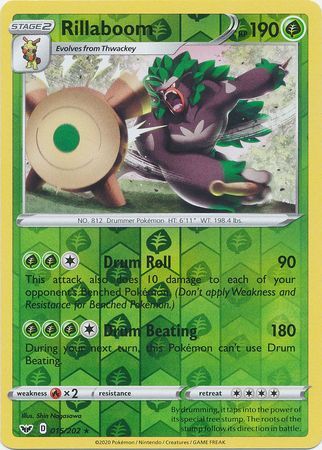 Rillaboom 15/202 SWSH Base Set Reverse Holo Rare Pokemon Card TCG - Kawaii Collector