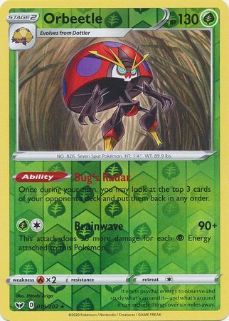 Orbeetle 19/202 SWSH Base Set Reverse Holo Rare Pokemon Card TCG - Kawaii Collector