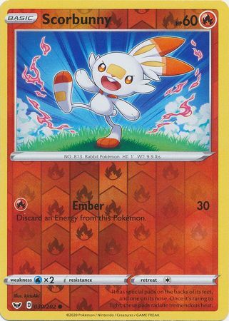 Scorbunny 30/202 SWSH Base Set Reverse Holo Common Pokemon Card TCG Kawaii Collector Australia