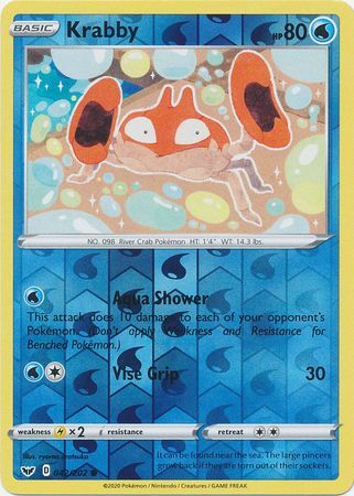Krabby 42/202 SWSH Base Set Reverse Holo Common Pokemon Card TCG Kawaii Collector Australia