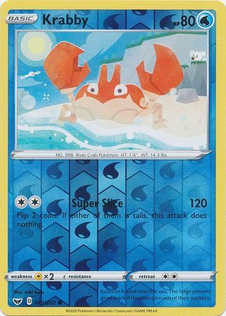 Krabby 43/202 SWSH Base Set Reverse Holo Common Pokemon Card TCG Kawaii Collector Australia