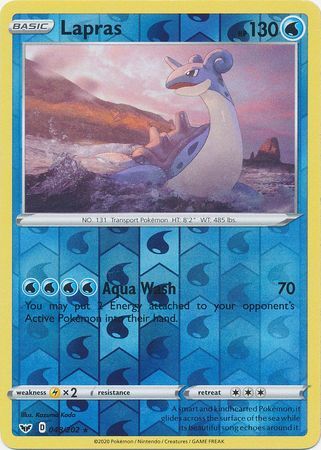 Lapras 48/202 Sword and Shield Base Set Reverse Holo Rare Pokemon Card Kawaii Collector Lapras 48/202 Sword and Shield Base Set Reverse Holo Rare Pokemon Card Kawaii Collector