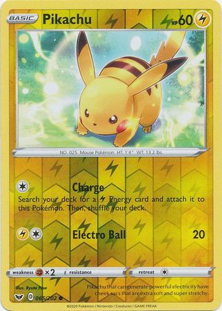 Pikachu 65/202 SWSH Base Set Reverse Holo Common Pokemon Card TCG Kawaii Collector Australia