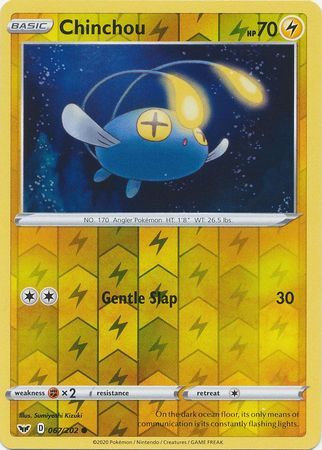 Chinchou 67/202 SWSH Base Set Reverse Holo Common Pokemon Card TCG Kawaii Collector Australia