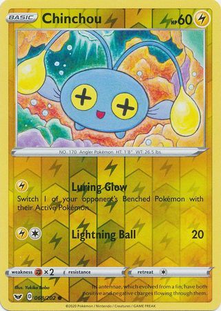 Chinchou 68/202 SWSH Base Set Reverse Holo Common Pokemon Card TCG Kawaii Collector Australia