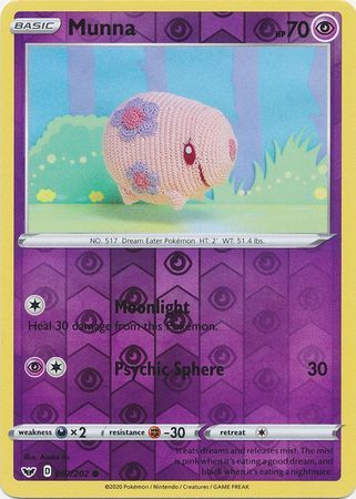 Munna 87/202 Sword and Shield Base Set Reverse Holo Common Pokemon Car – Kawaii Collector