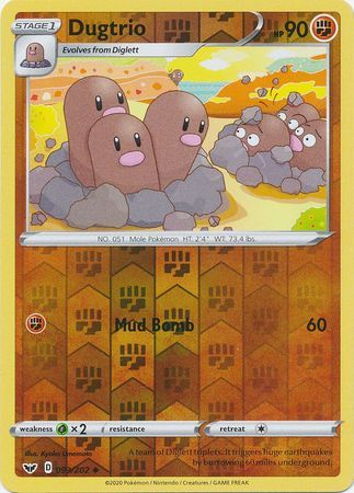 Dugtrio 93/202 SWSH Base Set Reverse Holo Uncommon Pokemon Card TCG Kawaii Collector Australia