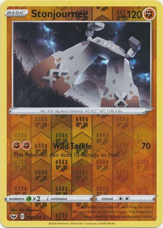 Stonjourner 114/202 Sword and Shield Base Set Reverse Holo Rare Pokemon Card TCG Kawaii Collector Australia
