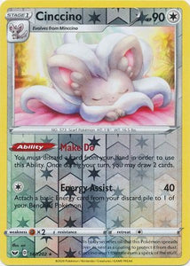 Cinccino 147/202 Sword and Shield Base Set Reverse Holo Rare Pokemon C Kawaii Collector Cinccino 147/202 Sword and Shield Base Set Reverse Holo Rare Pokemon C Kawaii Collector