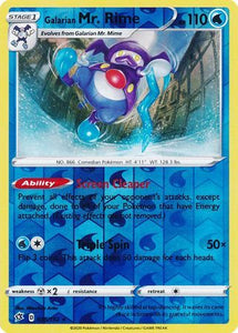 rebel clash sword and shield single cards kawaii collector australia Galarian Mr.Rime 38/192 SWSH Rebel Clash Reverse Holo Rare Pokemon Card TCG