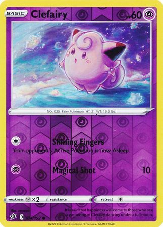 rebel clash sword and shield single cards kawaii collector australia Clefairy 74/192 SWSH Rebel Clash Reverse Holo Common Pokemon Card TCG