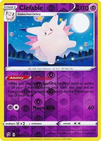 rebel clash sword and shield single cards kawaii collector australia Clefable 75/192 SWSH Rebel Clash Reverse Holo Rare Pokemon Card TCG