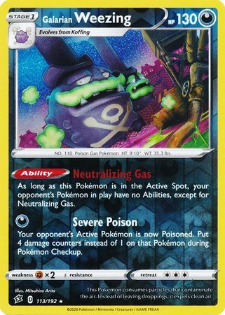 rebel clash sword and shield single cards kawaii collector australia Galarian Weezing 113/192 SWSH Rebel Clash Reverse Holo Rare Pokemon Card TCG