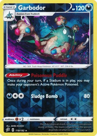 rebel clash sword and shield single cards kawaii collector australia Garbodor 118/192 SWSH Rebel Clash Reverse Holo Rare Pokemon Card TCG