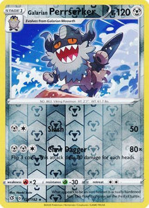 rebel clash sword and shield single cards kawaii collector australia Galarian Perrserker 127/192 SWSH Rebel Clash Reverse Holo Rare Pokemon Card TCG