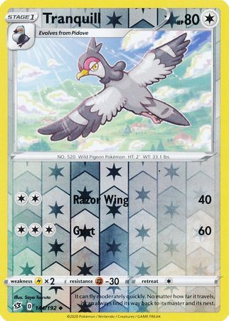 Tranquill 144/192 SWSH Rebel Clash Reverse Holo Uncommon Pokemon Card – Kawaii Collector