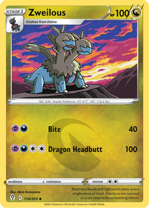 Zweilous 114/203 SWSH Evolving Skies Uncommon Pokemon Card TCG Near Mint