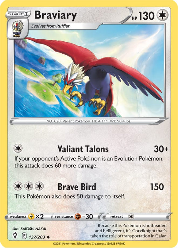 Braviary 137/203 SWSH Evolving Skies Uncommon Pokemon Card TCG Near Mint