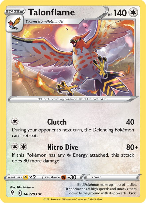 Talonflame 140/203 SWSH Evolving Skies Rare Pokemon Card TCG Near Mint