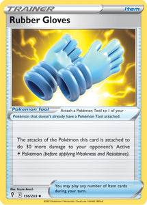 Rubber Gloves 156/203 SWSH Evolving Skies Uncommon Pokemon Card TCG Near Mint