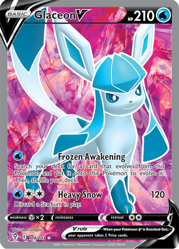 Glaceon V 174/203 SWSH Evolving Skies Full Art Holo Ultra Rare Pokemon Card TCG Near Mint