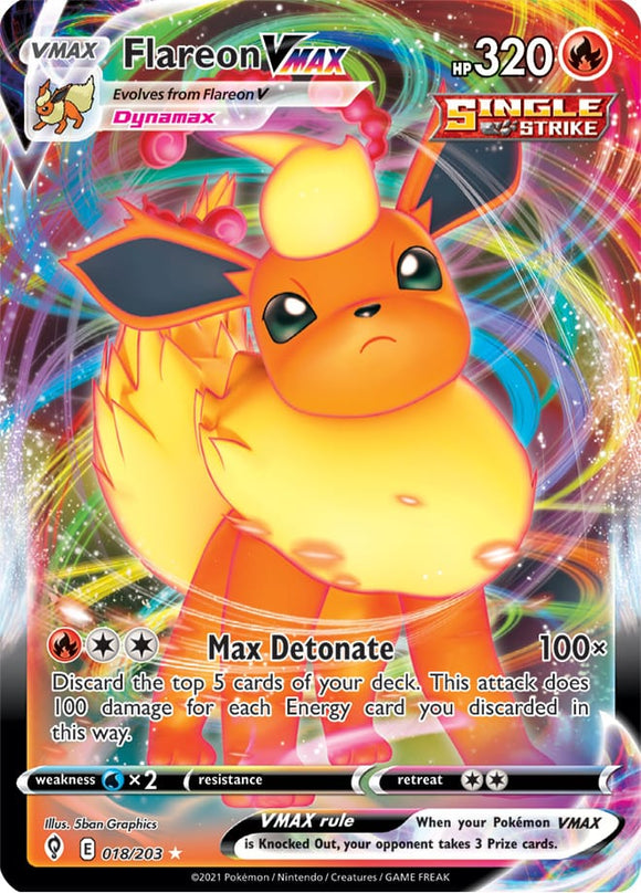 Flareon VMAX 18/203 SWSH Evolving Skies Ultra Rare Pokemon Card TCG Near Mint