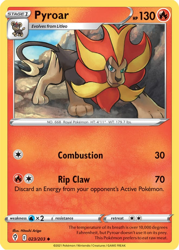 Pyroar 23/203 SWSH Evolving Skies Uncommon Pokemon Card TCG Near Mint