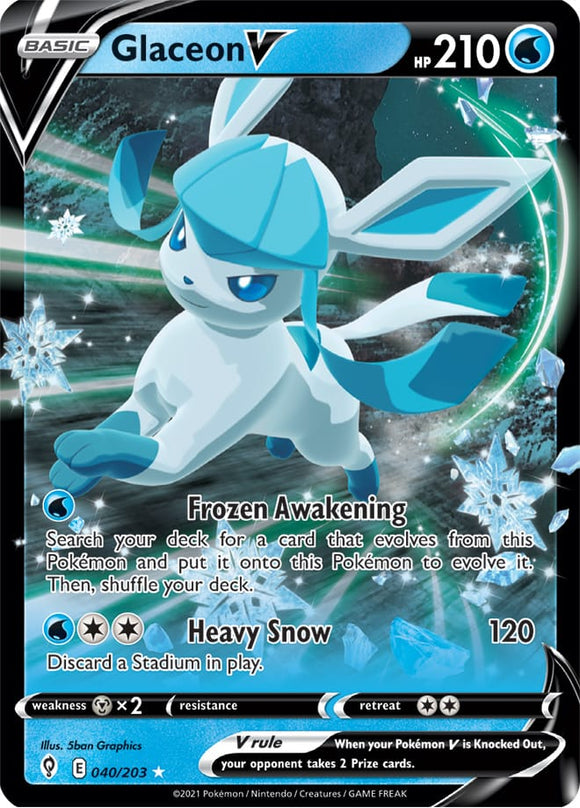 Glaceon V 40/203 SWSH Evolving Skies Ultra Rare Pokemon Card TCG Near Mint